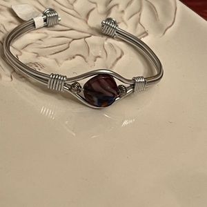 New Hand made wire wrapped cuff bracelet with faceted purple variegated stone